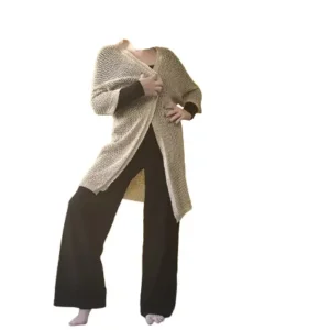 Chaqueta calada larga dorada