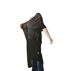 Chaqueta calada larga negro