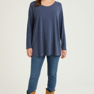 JERSEY FINO COLOR AZUL, ESCOTE DE PICO.