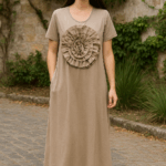 VESTIDO FLOR COLOR PIEDRA