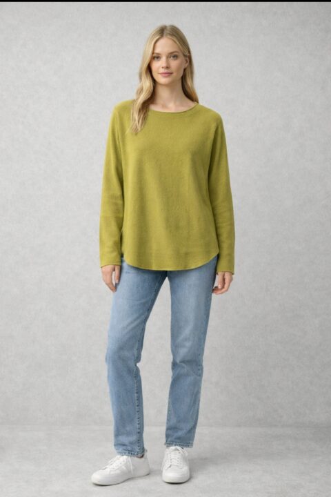 JERSEY FINO VERDE PISTACHO ESCOTE DE PICO. TALLA ÚNICA.